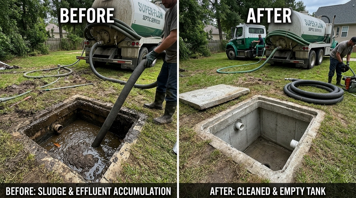 Before and After Septic Tank Cleaning and Pumping in Anaheim CA - Resort Anah Plumbing professional septic service results